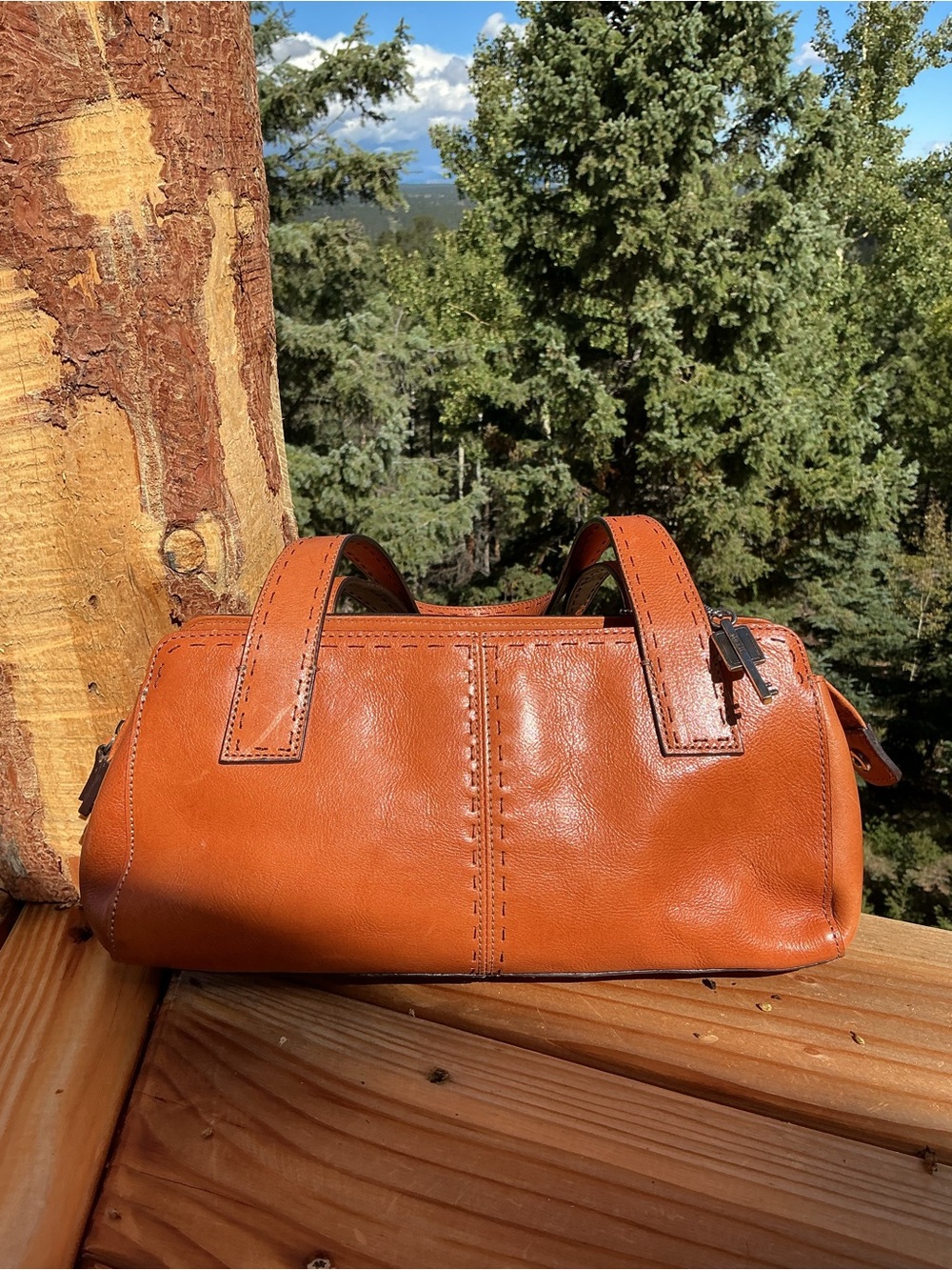 Vintage Fossil ZB9015 Cognac Leather Satchel- Like New Condition - Picture 7 of 16